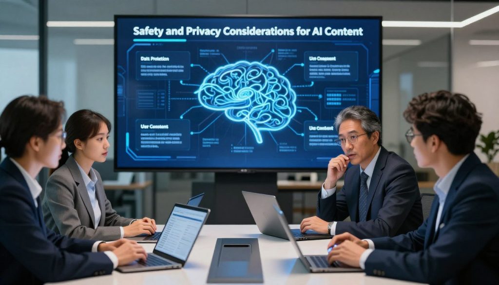 Safety and Privacy Considerations for AI Content